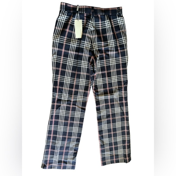 Andiata Women’s Virgin Wool Plaid Pants Navy Red White Size 38 (US 10) Trousers - Picture 2 of 8